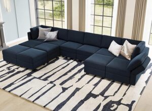 Belffin Oversized Sectional U Shaped Couch | Double Chaises