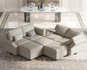 Belffin Convertible Modular Sleeper Couch with Storage