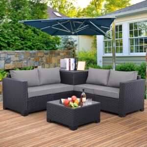 Waroom Pe Wicker Outdoor Deep Seating Patio Couch