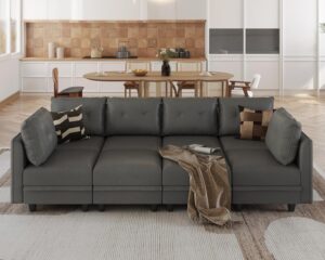 LLappuil Leather Sectional Sleeper with Reversible Chaise