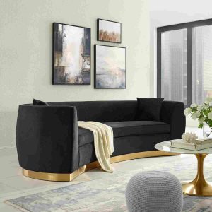 Modway Resolute Curved Performance Velvet Sofa Navy