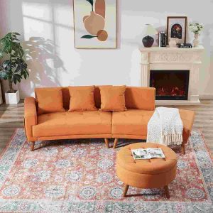 FULife 107" L-Shaped PU Leather Sectional Sofa