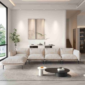 WJShome 147" Modern L-Shaped Velvet Modular Sofa